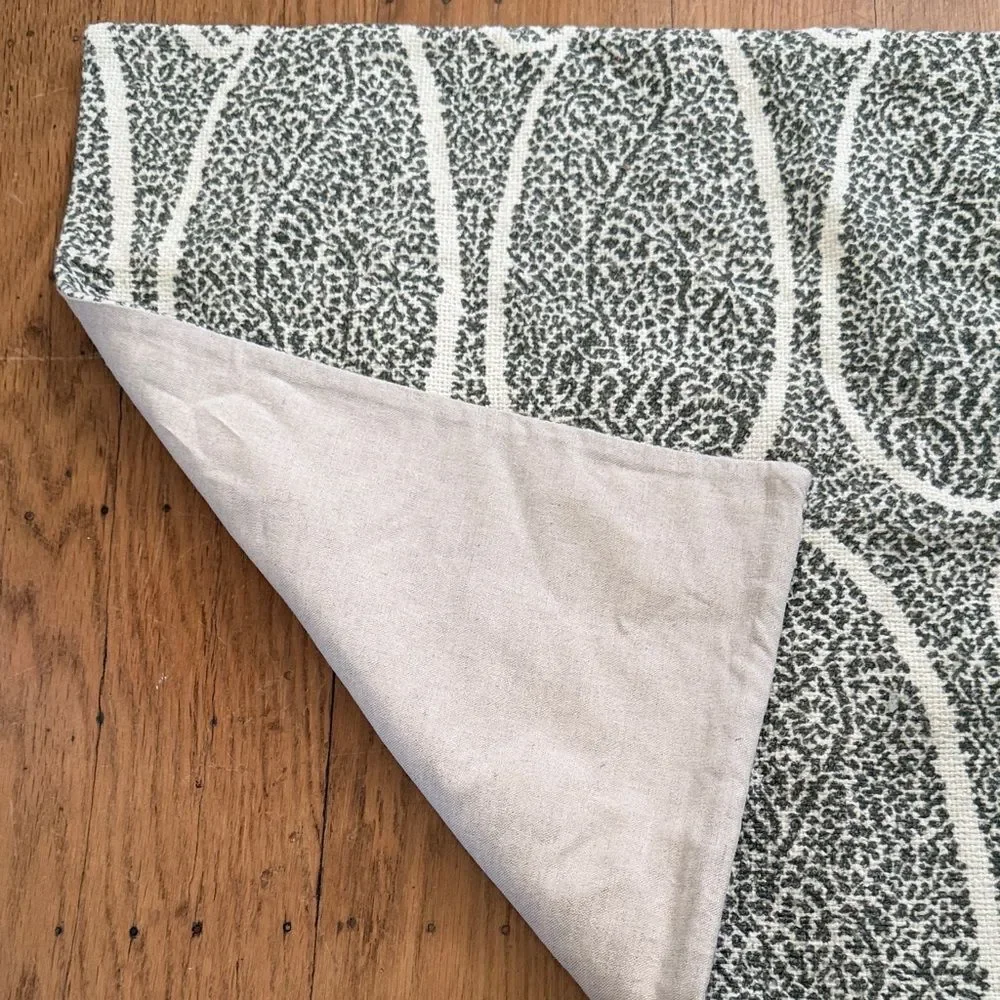 Pottery Barn Green and White Paisley-Style Accent Pillow Cover